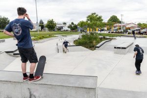 People use the Edmonds Skatepark at Civic Park on Wednesday, June 25, 2025 in Edmonds, Washington. (Olivia Vanni / The Herald)