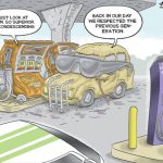 Editorial Cartoon by Graeme MacKay, The Hamilton Spectator – Thursday June 19, 2025

Fossil Fuel sector laments global shift toward electric vehicles

This cartoon was originally publish Thursday November 29, 2018

EV, green transition, fossil fuels, gas, gasoline, electric, cars, autos, innovation, transportation, dirty, clean, energy
