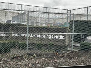 The Northwest ICE Processing Center in Tacoma, which is one of the largest immigrant detention facilities in the western U.S. (Grace Deng/Washington State Standard)
