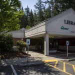 Mountlake Terrace Library, part of the Sno-Isle Libraries, in Mountlake Terrace, Washington on Thursday, June 1, 2023. (Annie Barker / The Herald)