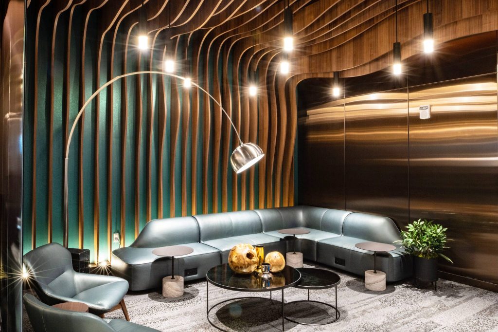 Chiris Rank / Rank Studios
A lounge area at the new Sky Club and Delta One Lounge at Sea-Tac airport on June 25.