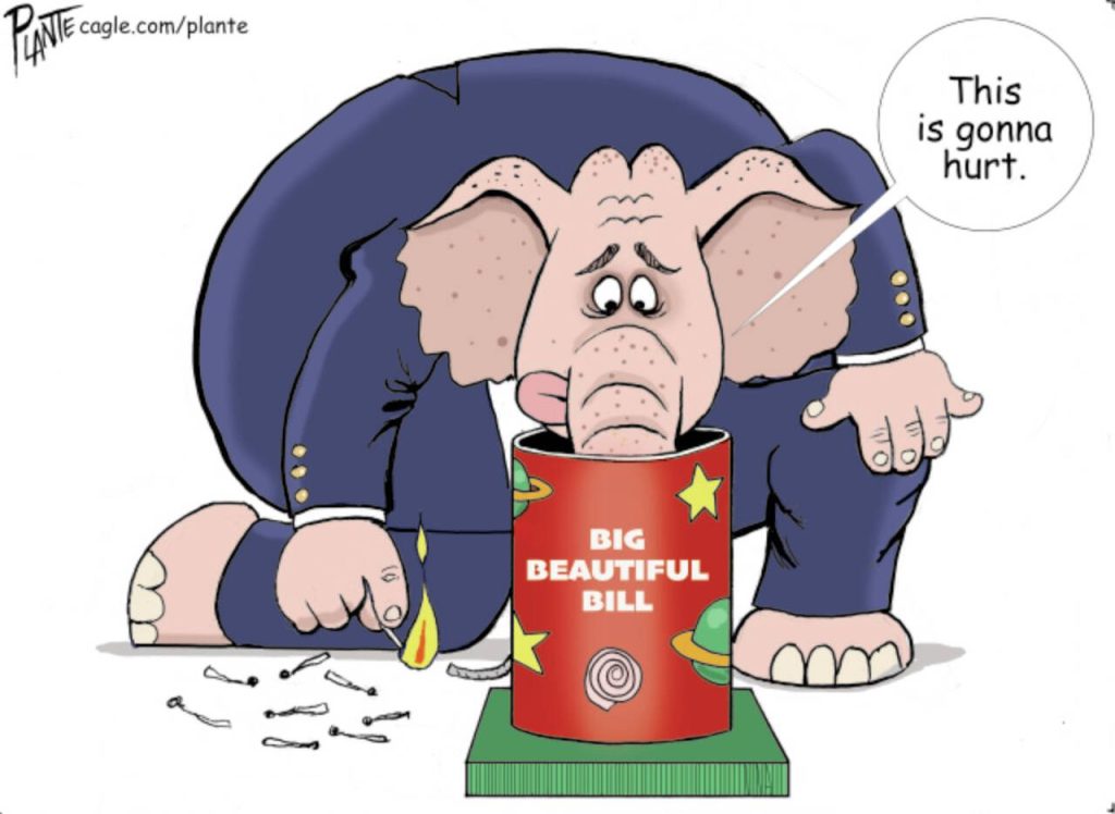 Big Beautiful Bill fireworks, GOP, Republicans, RNC, Republican Party, Congress, budget, bill, tax cuts, billionaires, millionaires,, medicaid, deficit, Fourth of July, Congressional vote, bad bill, states, rural hospitals, closings