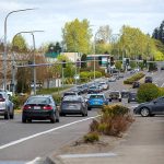 Vehicles travel along Mukilteo Speedway on Sunday, April 21, 2024, in Mukilteo, Washington. (Ryan Berry / The Herald)