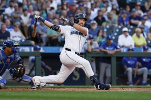Cal Raleigh (29) of the Seattle Mariners bats during the first inning against the Kansas City Royals at T-Mobile Park on Monday, June 30, 2025, in Seattle. (Alika Jenner / Getty Images / Tribune News Services)