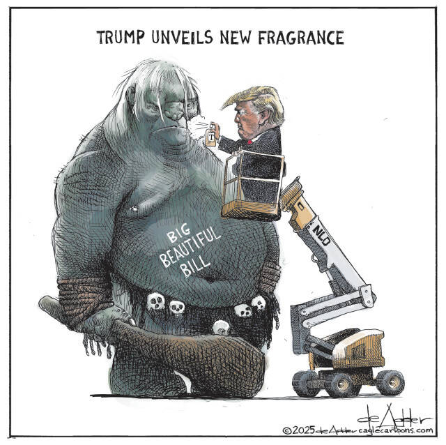 THis is an editorial cartoon by Michael de Adder . Michael de Adder was born in Moncton, New Brunswick. He studied art at Mount Allison University where he received a Bachelor of Fine Arts in drawing and painting. He began his career working for The Coast, a Halifax-based alternative weekly, drawing a popular comic strip called Walterworld which lampooned the then-current mayor of Halifax, Walter Fitzgerald. This led to freelance jobs at The Chronicle-Herald and The Hill Times in Ottawa, Ontario.

 

After freelancing for a few years, de Adder landed his first full time cartooning job at the Halifax Daily News. After the Daily News folded in 2008, he became the full-time freelance cartoonist at New Brunswick Publishing. He was let go for political views expressed through his work including a cartoon depicting U.S. President Donald Trump’s border policies. He now freelances for the Halifax Chronicle Herald, the Toronto Star, Ottawa Hill Times and Counterpoint in the USA. He has over a million readers per day and is considered the most read cartoonist in Canada.

 

Michael de Adder has won numerous awards for his work, including seven Atlantic Journalism Awards plus a Gold Innovation Award for news animation in 2008. He won the Association of Editorial Cartoonists' 2002 Golden Spike Award for best editorial cartoon spiked by an editor and the Association of Canadian Cartoonists 2014 Townsend Award. The National Cartoonists Society for the Reuben Award has shortlisted him in the Editorial Cartooning category. He is a past president of the Association of Canadian Editorial Cartoonists and spent 10 years on the board of the Cartoonists Rights Network.