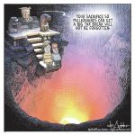 THis is an editorial cartoon by Michael de Adder . Michael de Adder was born in Moncton, New Brunswick. He studied art at Mount Allison University where he received a Bachelor of Fine Arts in drawing and painting. He began his career working for The Coast, a Halifax-based alternative weekly, drawing a popular comic strip called Walterworld which lampooned the then-current mayor of Halifax, Walter Fitzgerald. This led to freelance jobs at The Chronicle-Herald and The Hill Times in Ottawa, Ontario.

 

After freelancing for a few years, de Adder landed his first full time cartooning job at the Halifax Daily News. After the Daily News folded in 2008, he became the full-time freelance cartoonist at New Brunswick Publishing. He was let go for political views expressed through his work including a cartoon depicting U.S. President Donald Trump’s border policies. He now freelances for the Halifax Chronicle Herald, the Toronto Star, Ottawa Hill Times and Counterpoint in the USA. He has over a million readers per day and is considered the most read cartoonist in Canada.

 

Michael de Adder has won numerous awards for his work, including seven Atlantic Journalism Awards plus a Gold Innovation Award for news animation in 2008. He won the Association of Editorial Cartoonists' 2002 Golden Spike Award for best editorial cartoon spiked by an editor and the Association of Canadian Cartoonists 2014 Townsend Award. The National Cartoonists Society for the Reuben Award has shortlisted him in the Editorial Cartooning category. He is a past president of the Association of Canadian Editorial Cartoonists and spent 10 years on the board of the Cartoonists Rights Network.