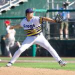 AquaSox pitcher Evan Truitt delivers a pitch in Everetts 4-3 loss to the Vancouver Canadians at Funko Field on July 6, 2025. (Joe Pohoryles / The Herald)