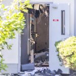 Debris hangs down inside a burned Center for Human Services building along 204th Street on Monday, July 7, 2025 in Lynnwood, Washington. (Olivia Vanni / The Herald)