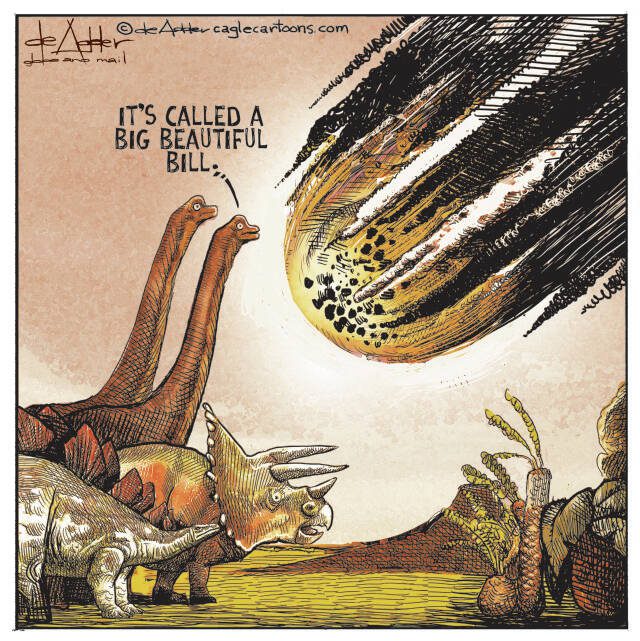 THis is an editorial cartoon by Michael de Adder . Michael de Adder was born in Moncton, New Brunswick. He studied art at Mount Allison University where he received a Bachelor of Fine Arts in drawing and painting. He began his career working for The Coast, a Halifax-based alternative weekly, drawing a popular comic strip called Walterworld which lampooned the then-current mayor of Halifax, Walter Fitzgerald. This led to freelance jobs at The Chronicle-Herald and The Hill Times in Ottawa, Ontario.

 

After freelancing for a few years, de Adder landed his first full time cartooning job at the Halifax Daily News. After the Daily News folded in 2008, he became the full-time freelance cartoonist at New Brunswick Publishing. He was let go for political views expressed through his work including a cartoon depicting U.S. President Donald Trump’s border policies. He now freelances for the Halifax Chronicle Herald, the Toronto Star, Ottawa Hill Times and Counterpoint in the USA. He has over a million readers per day and is considered the most read cartoonist in Canada.

 

Michael de Adder has won numerous awards for his work, including seven Atlantic Journalism Awards plus a Gold Innovation Award for news animation in 2008. He won the Association of Editorial Cartoonists' 2002 Golden Spike Award for best editorial cartoon spiked by an editor and the Association of Canadian Cartoonists 2014 Townsend Award. The National Cartoonists Society for the Reuben Award has shortlisted him in the Editorial Cartooning category. He is a past president of the Association of Canadian Editorial Cartoonists and spent 10 years on the board of the Cartoonists Rights Network.