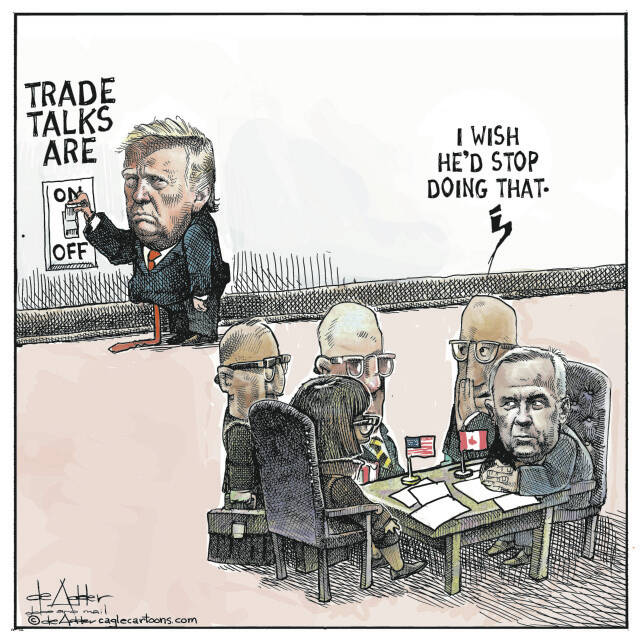 THis is an editorial cartoon by Michael de Adder . Michael de Adder was born in Moncton, New Brunswick. He studied art at Mount Allison University where he received a Bachelor of Fine Arts in drawing and painting. He began his career working for The Coast, a Halifax-based alternative weekly, drawing a popular comic strip called Walterworld which lampooned the then-current mayor of Halifax, Walter Fitzgerald. This led to freelance jobs at The Chronicle-Herald and The Hill Times in Ottawa, Ontario.

 

After freelancing for a few years, de Adder landed his first full time cartooning job at the Halifax Daily News. After the Daily News folded in 2008, he became the full-time freelance cartoonist at New Brunswick Publishing. He was let go for political views expressed through his work including a cartoon depicting U.S. President Donald Trump’s border policies. He now freelances for the Halifax Chronicle Herald, the Toronto Star, Ottawa Hill Times and Counterpoint in the USA. He has over a million readers per day and is considered the most read cartoonist in Canada.

 

Michael de Adder has won numerous awards for his work, including seven Atlantic Journalism Awards plus a Gold Innovation Award for news animation in 2008. He won the Association of Editorial Cartoonists' 2002 Golden Spike Award for best editorial cartoon spiked by an editor and the Association of Canadian Cartoonists 2014 Townsend Award. The National Cartoonists Society for the Reuben Award has shortlisted him in the Editorial Cartooning category. He is a past president of the Association of Canadian Editorial Cartoonists and spent 10 years on the board of the Cartoonists Rights Network.