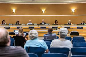 The Edmonds City Council discuss the levy during a city council meeting on Tuesday, July 8, 2025 in Edmonds, Washington. (Olivia Vanni / The Herald)