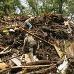 Authorities search for victims among the rubble near Blue Oak RV park after catastrophic flooding on the Guadalupe River in Kerrville, Texas, on July 6. The half-mile stretch occupied by two campgrounds appears to have been one of the deadliest spots along the Guadalupe River in Central Texas during last weeks flash floods. (Jordan Vonderhaar / The New York Times)