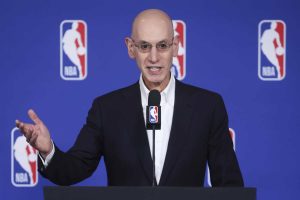 NBA Commissioner Adam Silver speaks during a news conference following a meeting of the NBA's board of governors at the Thomas & Mack Center on Tuesday, July 15, 2025, in Las Vegas. (Chase Stevens / Las Vegas Review-Journal / Tribune News Services)
