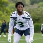Seahawks rookie safety Nick Emmanwori (3) practices at the Virginia Mason Athletic Center in Renton on May 20, 2025. (Photo courtesy of Edwin Hooper / Seattle Seahawks)