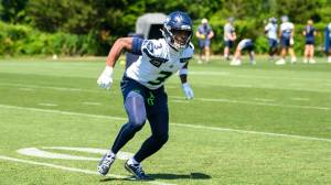 Seattle Seahawks safety Nick Emmanwori (3) practices at the Virginia Mason Athletic Center in Renton on June 5, 2025. (Photo courtesy of Edwin Hooper, Seattle Seahawks)