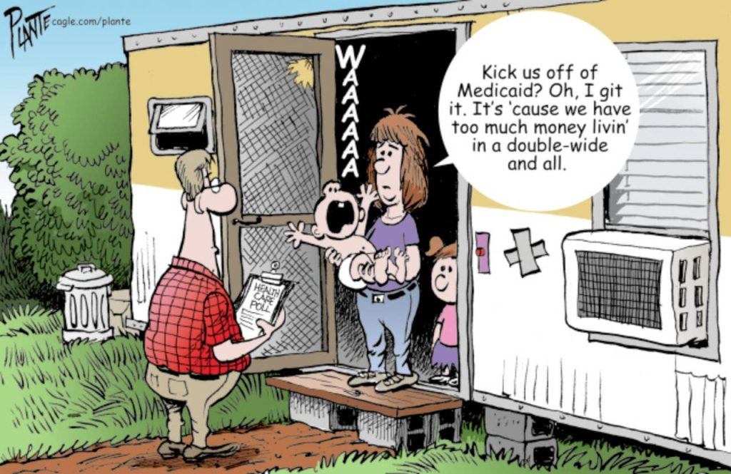 Kick us off of Medicaid?, Big Beautiful Bill, Big ugly Bill, poor, double-wide, GOP, RNC, Republican Party, President Donald J. Trump, mid-term election, 11 million people, health care, pollster, trailer park