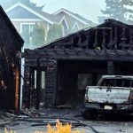 Flames and smoke destroyed an Edmonds homes garage and significantly damaged the main house and two vehicles early Friday morning, July 25, 2025 near Lake Ballinger. (Provided photo)
