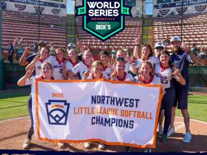 The Mill Creek Little League All-Star softball team poses for a photo on Friday, July 25, 2025 in San Bernardino, California after winning the Northwest Region Tournament title and earning a trip to the Little League World Series. (Photo courtesty of Mill Creek Little League)