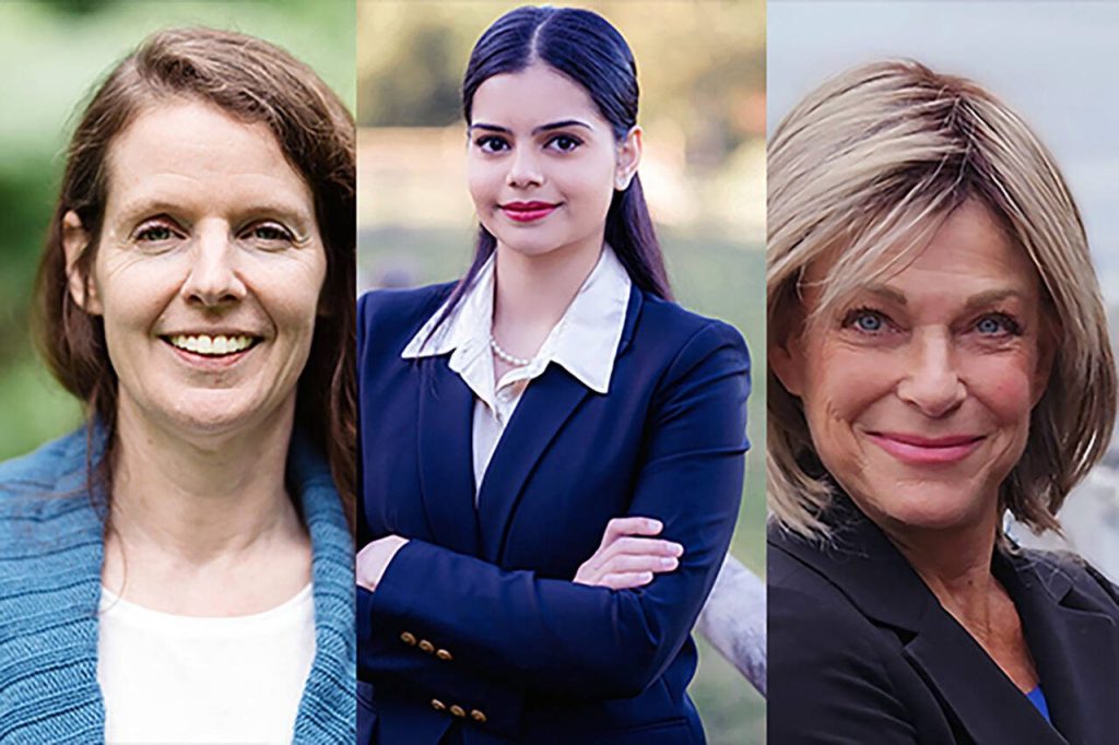 From left, Hayes, Sehaj Dhaliwal and JoAnn Tolentino.