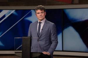 Amanda Cowan/The Columbian
Congressional candidate Joe Kent debates the issues with U.S. Rep. Marie Gluesenkamp Perez at KATU studios in Portland on Monday night, Oct. 7, 2024.
