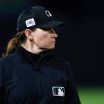 Umpire Jen Pawol looks on in the third inning during a spring training game between the Toronto Blue Jays and the New York Yankees at George M. Steinbrenner Field on Feb. 28, 2025, in Tampa, Florida. (Brandon Sloter / Getty Images / Tribune News Services)