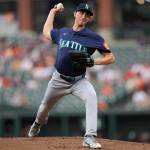 George Kirby of the Seattle Mariners pitches against the Baltimore Orioles during the first inning at Oriole Park at Camden Yards on Tuesday, Aug. 12, 2025, in Baltimore. (Jess Rapfogel / Getty Images / Tribune News Services)