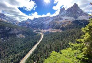 View of Liberty Bell Mountain from Washington Pass overlook where the North Cascades Highway descends into the Methow Valley. (Sue Misao)