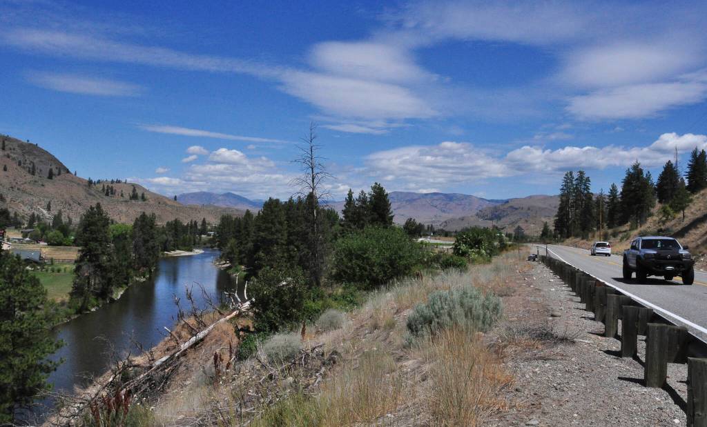 Looking north from Carlton, Highway 153 follows the Methow River through the lower valley before intersecting with Highway 20 near Twisp. (Sue Misao)