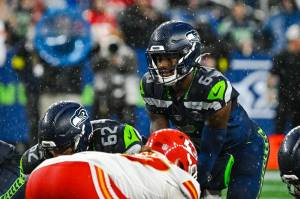 Seahawks quarterback Jalen Milroe plays against the Kansas City Chiefs on Friday, Aug. 15 at Lumen Field in Seattle, Washington. (Photo courtesy of the Seattle Seahawks)