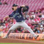 Bryce Miller of the Seattle Mariners pitches during the first inning against the Cincinnati Reds at Great American Ball Park on Wednesday, April 16, 2025, in Cincinnati. (Jason Mowry / Getty Images / Tribune News Services)