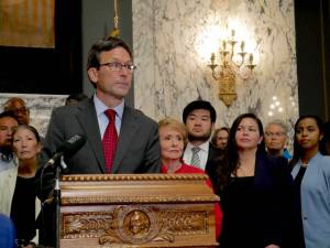 Ferguson said the state would, not be bullied or intimidated by threats and legally baseless accusations. (Photo by Bill Lucia/Washington State Standard)