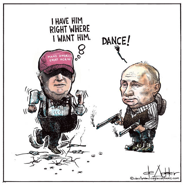 THis is an editorial cartoon by Michael de Adder . Michael de Adder was born in Moncton, New Brunswick. He studied art at Mount Allison University where he received a Bachelor of Fine Arts in drawing and painting. He began his career working for The Coast, a Halifax-based alternative weekly, drawing a popular comic strip called Walterworld which lampooned the then-current mayor of Halifax, Walter Fitzgerald. This led to freelance jobs at The Chronicle-Herald and The Hill Times in Ottawa, Ontario.

 

After freelancing for a few years, de Adder landed his first full time cartooning job at the Halifax Daily News. After the Daily News folded in 2008, he became the full-time freelance cartoonist at New Brunswick Publishing. He was let go for political views expressed through his work including a cartoon depicting U.S. President Donald Trump’s border policies. He now freelances for the Halifax Chronicle Herald, the Toronto Star, Ottawa Hill Times and Counterpoint in the USA. He has over a million readers per day and is considered the most read cartoonist in Canada.

 

Michael de Adder has won numerous awards for his work, including seven Atlantic Journalism Awards plus a Gold Innovation Award for news animation in 2008. He won the Association of Editorial Cartoonists' 2002 Golden Spike Award for best editorial cartoon spiked by an editor and the Association of Canadian Cartoonists 2014 Townsend Award. The National Cartoonists Society for the Reuben Award has shortlisted him in the Editorial Cartooning category. He is a past president of the Association of Canadian Editorial Cartoonists and spent 10 years on the board of the Cartoonists Rights Network.