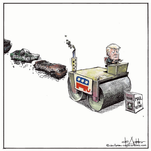 THis is an editorial cartoon by Michael de Adder . Michael de Adder was born in Moncton, New Brunswick. He studied art at Mount Allison University where he received a Bachelor of Fine Arts in drawing and painting. He began his career working for The Coast, a Halifax-based alternative weekly, drawing a popular comic strip called Walterworld which lampooned the then-current mayor of Halifax, Walter Fitzgerald. This led to freelance jobs at The Chronicle-Herald and The Hill Times in Ottawa, Ontario.

 

After freelancing for a few years, de Adder landed his first full time cartooning job at the Halifax Daily News. After the Daily News folded in 2008, he became the full-time freelance cartoonist at New Brunswick Publishing. He was let go for political views expressed through his work including a cartoon depicting U.S. President Donald Trump’s border policies. He now freelances for the Halifax Chronicle Herald, the Toronto Star, Ottawa Hill Times and Counterpoint in the USA. He has over a million readers per day and is considered the most read cartoonist in Canada.

 

Michael de Adder has won numerous awards for his work, including seven Atlantic Journalism Awards plus a Gold Innovation Award for news animation in 2008. He won the Association of Editorial Cartoonists' 2002 Golden Spike Award for best editorial cartoon spiked by an editor and the Association of Canadian Cartoonists 2014 Townsend Award. The National Cartoonists Society for the Reuben Award has shortlisted him in the Editorial Cartooning category. He is a past president of the Association of Canadian Editorial Cartoonists and spent 10 years on the board of the Cartoonists Rights Network.