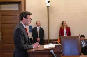 Gov. Bob Ferguson in a media availability after signing the budget on Tuesday, May 20, 2025. (Photo by Jacquelyn Jimenez Romero/Washington State Standard)