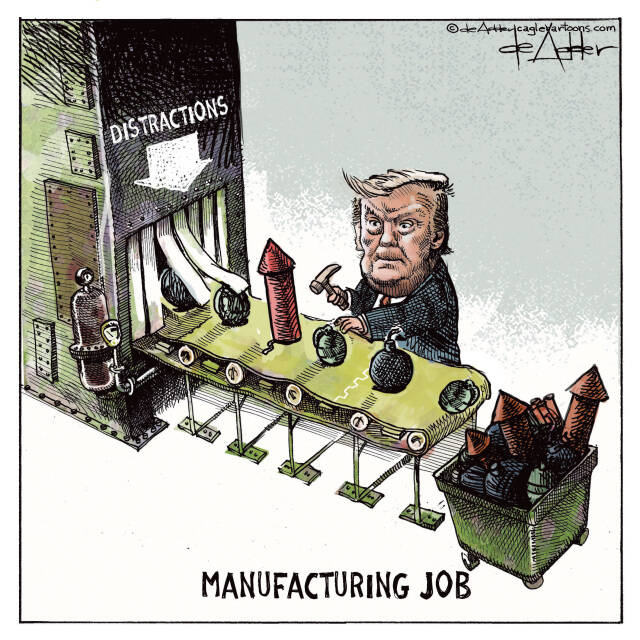 THis is an editorial cartoon by Michael de Adder . Michael de Adder was born in Moncton, New Brunswick. He studied art at Mount Allison University where he received a Bachelor of Fine Arts in drawing and painting. He began his career working for The Coast, a Halifax-based alternative weekly, drawing a popular comic strip called Walterworld which lampooned the then-current mayor of Halifax, Walter Fitzgerald. This led to freelance jobs at The Chronicle-Herald and The Hill Times in Ottawa, Ontario.

 

After freelancing for a few years, de Adder landed his first full time cartooning job at the Halifax Daily News. After the Daily News folded in 2008, he became the full-time freelance cartoonist at New Brunswick Publishing. He was let go for political views expressed through his work including a cartoon depicting U.S. President Donald Trump’s border policies. He now freelances for the Halifax Chronicle Herald, the Toronto Star, Ottawa Hill Times and Counterpoint in the USA. He has over a million readers per day and is considered the most read cartoonist in Canada.

 

Michael de Adder has won numerous awards for his work, including seven Atlantic Journalism Awards plus a Gold Innovation Award for news animation in 2008. He won the Association of Editorial Cartoonists' 2002 Golden Spike Award for best editorial cartoon spiked by an editor and the Association of Canadian Cartoonists 2014 Townsend Award. The National Cartoonists Society for the Reuben Award has shortlisted him in the Editorial Cartooning category. He is a past president of the Association of Canadian Editorial Cartoonists and spent 10 years on the board of the Cartoonists Rights Network.