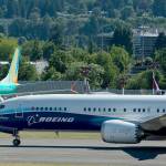 A Boeing 737 Max 10 prepares to take off in Seattle in 2021. (Chona Kasinger / Bloomberg)