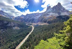 View of Liberty Bell Mountain from Washington Pass overlook where the North Cascades Highway descends into the Methow Valley. (Sue Misao)