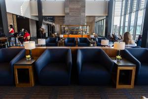 Inside the passenger terminal at Paine Field Airport on Wednesday, Sept. 3, 2025 in Everett, Washington. (Olivia Vanni / The Herald)