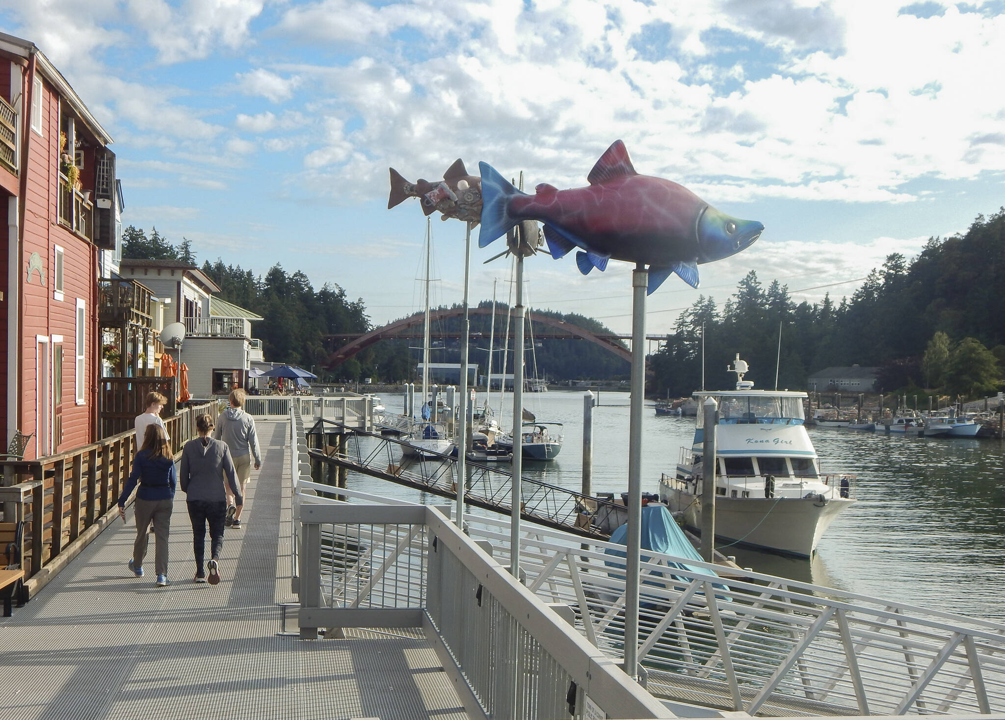 Artwork is found throughout La Conner, including along its channelside boardwalk. (Jon Bauer/ The Herald)