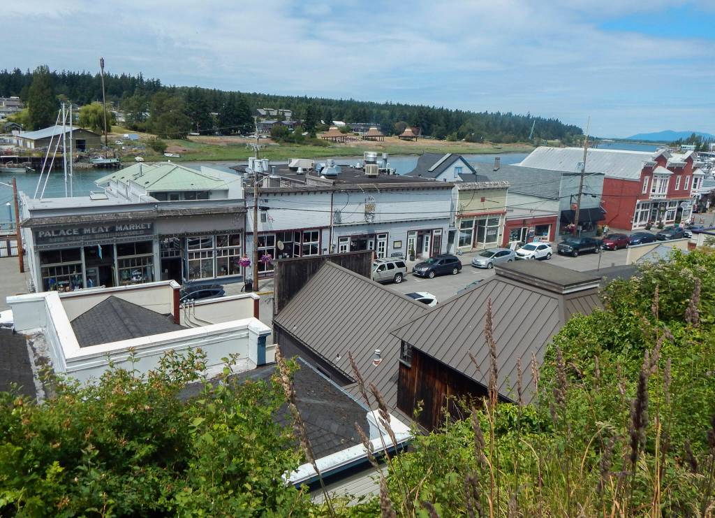 The town&rsquo;s Garden Club Building offers views of La Conner&rsquo;s Main Street and the Swinomish Channel. (Jon Bauer / The Herald)
