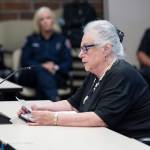 Carolyn Drake speaks at a South County Fire meeting about her objection to the reduction of staff at Station 76 in Mill Creek on Tuesday, Sept. 2, 2025, in Everett, Washington. (Olivia Vanni / The Herald)