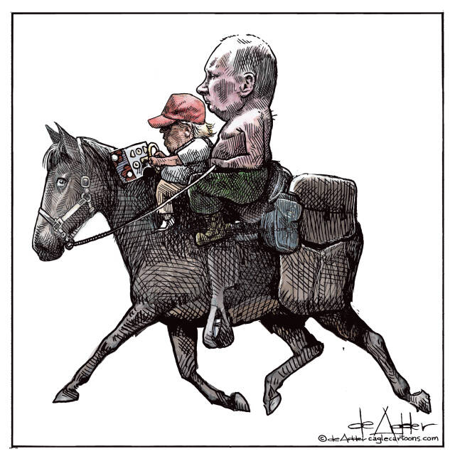 THis is an editorial cartoon by Michael de Adder . Michael de Adder was born in Moncton, New Brunswick. He studied art at Mount Allison University where he received a Bachelor of Fine Arts in drawing and painting. He began his career working for The Coast, a Halifax-based alternative weekly, drawing a popular comic strip called Walterworld which lampooned the then-current mayor of Halifax, Walter Fitzgerald. This led to freelance jobs at The Chronicle-Herald and The Hill Times in Ottawa, Ontario.

 

After freelancing for a few years, de Adder landed his first full time cartooning job at the Halifax Daily News. After the Daily News folded in 2008, he became the full-time freelance cartoonist at New Brunswick Publishing. He was let go for political views expressed through his work including a cartoon depicting U.S. President Donald Trump’s border policies. He now freelances for the Halifax Chronicle Herald, the Toronto Star, Ottawa Hill Times and Counterpoint in the USA. He has over a million readers per day and is considered the most read cartoonist in Canada.

 

Michael de Adder has won numerous awards for his work, including seven Atlantic Journalism Awards plus a Gold Innovation Award for news animation in 2008. He won the Association of Editorial Cartoonists' 2002 Golden Spike Award for best editorial cartoon spiked by an editor and the Association of Canadian Cartoonists 2014 Townsend Award. The National Cartoonists Society for the Reuben Award has shortlisted him in the Editorial Cartooning category. He is a past president of the Association of Canadian Editorial Cartoonists and spent 10 years on the board of the Cartoonists Rights Network.