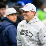 Seattle coach Mike Macdonald looks on before the Seahawks take on the Arizona Cardinals in an NFL game on Sunday, Nov. 24, 2024, at Lumen Field in Seattle. (Naji Saker / Tribune News Services)