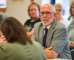 Provided photo 
Michael Olson during his interview with the Stanwood-Camano School District Board of Directors on Sept. 2.