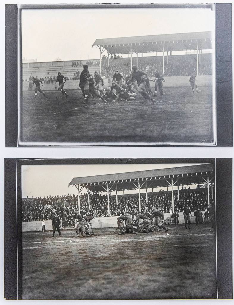 Photographs of the 1920 high school national championship football game held at the North Middle School field. (Olivia Vanni / The Herald)