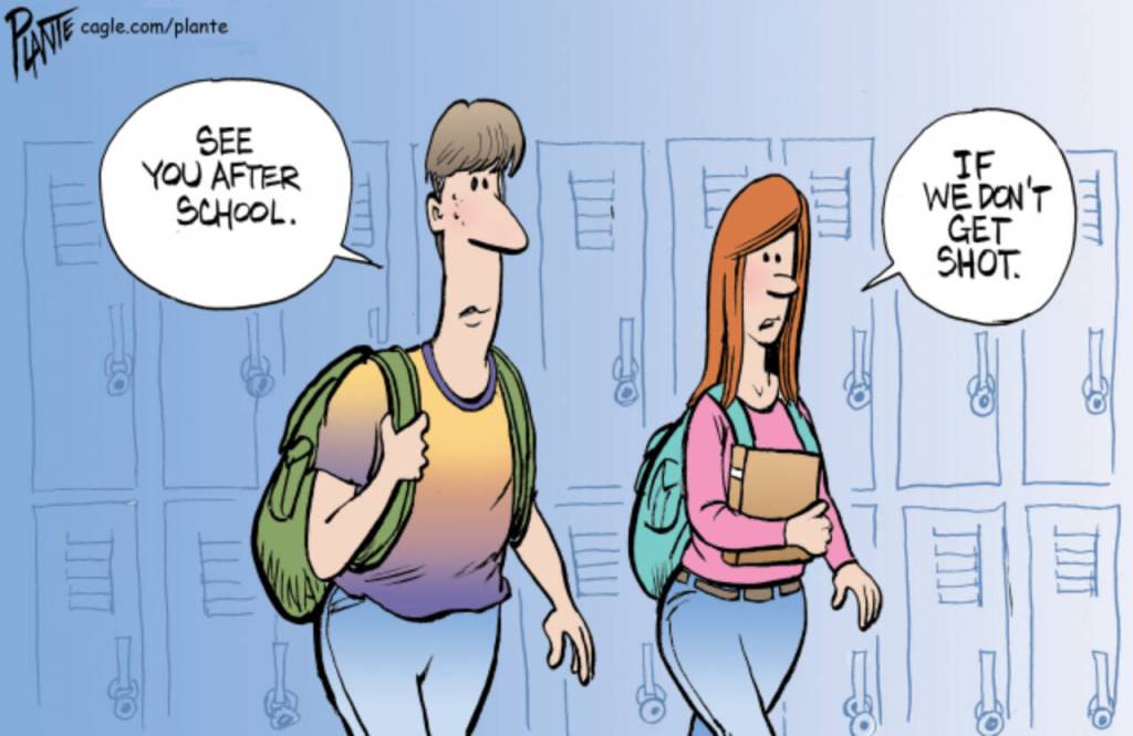 Two teens in a school hallway, fear, worried, schools, danger, education  public,  private, high school, college, universities, guns, violence