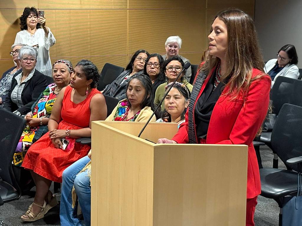 Snohomish County Public Utility District Commissioner Julieta Altamirano-Crosby speaks in recognition of Hispanic Heritage Month during a Snohomish County Council general legislative session on Wednesday, Sept. 10, 2025, in Everett, Washington. (Taylor Scott Richmond / The Herald)