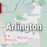 Logo for news use featuring the municipality of Arlington in Snohomish County, Washington. 220118