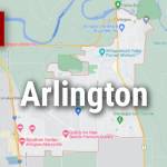 Logo for news use featuring the municipality of Arlington in Snohomish County, Washington. 220118