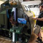 Johnson talks about some of the difficulties he ran into while building the B-17 cockpit on Sept. 23, 2025 in Everett, Washington. (Olivia Vanni / The Herald)